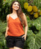 Orange Linen Noodle Strap Cami Top